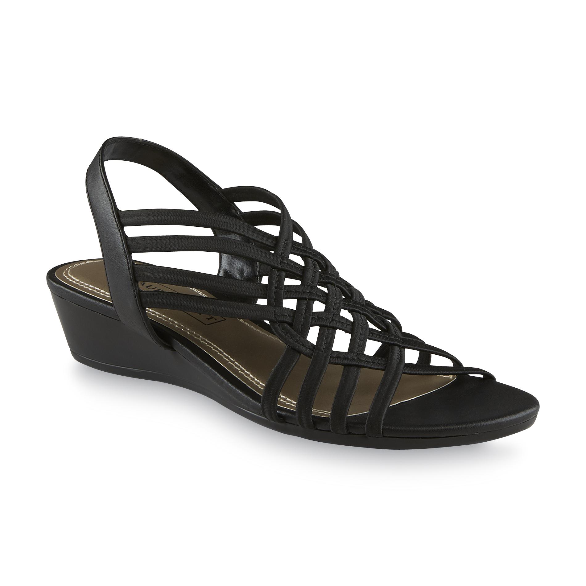 black slingback wedge sandals
