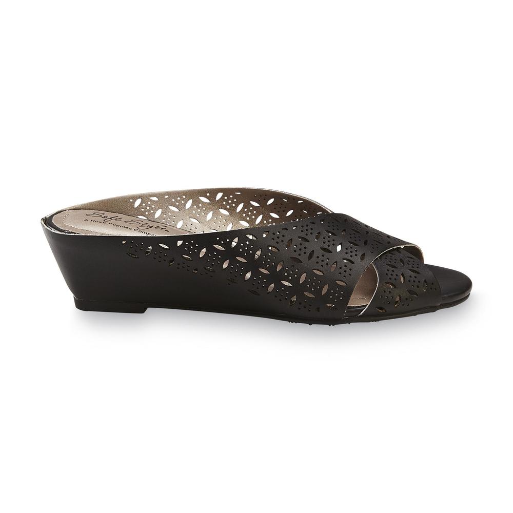 Soft Style by Hush Puppies Women's Elida Black Wedge Sandal - Wide Width Available