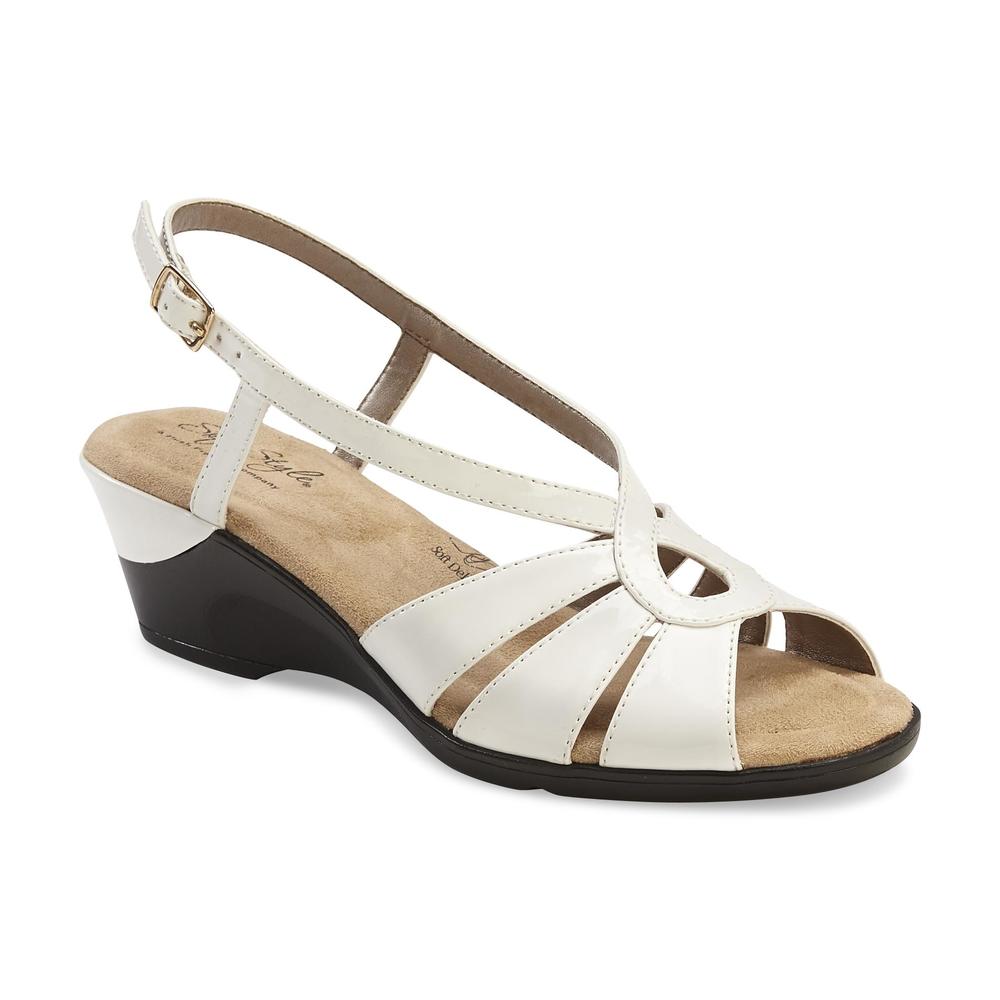 Soft Style by Hush Puppies Women's Paci White Slingback Wedge Sandal