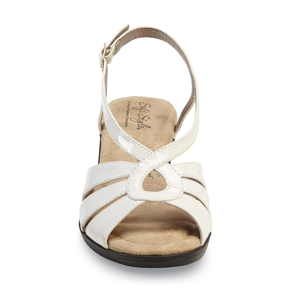 Soft Style by Hush Puppies Women's Paci White Slingback Wedge Sandal - Wide Width Available
