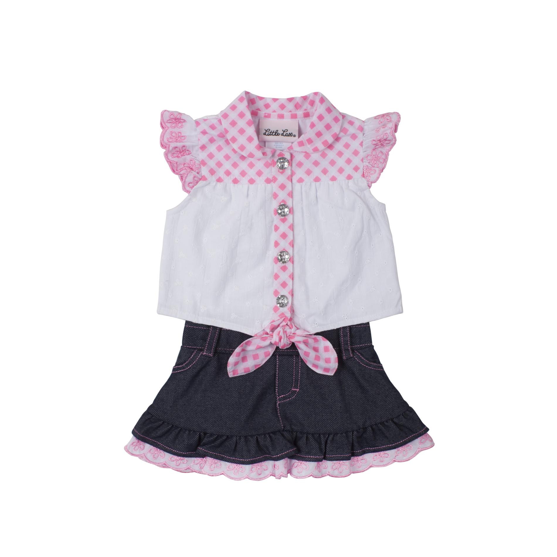 Little Lass Infant & Toddler Girl's Sleeveless Top & Skirt - Gingham