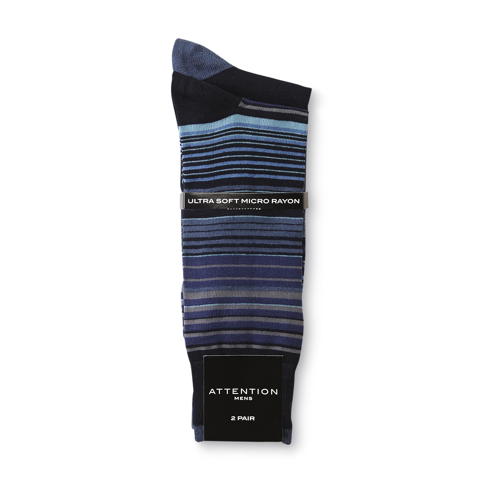Attention Men's 2-Pairs Dress Socks - Striped & Colorblock