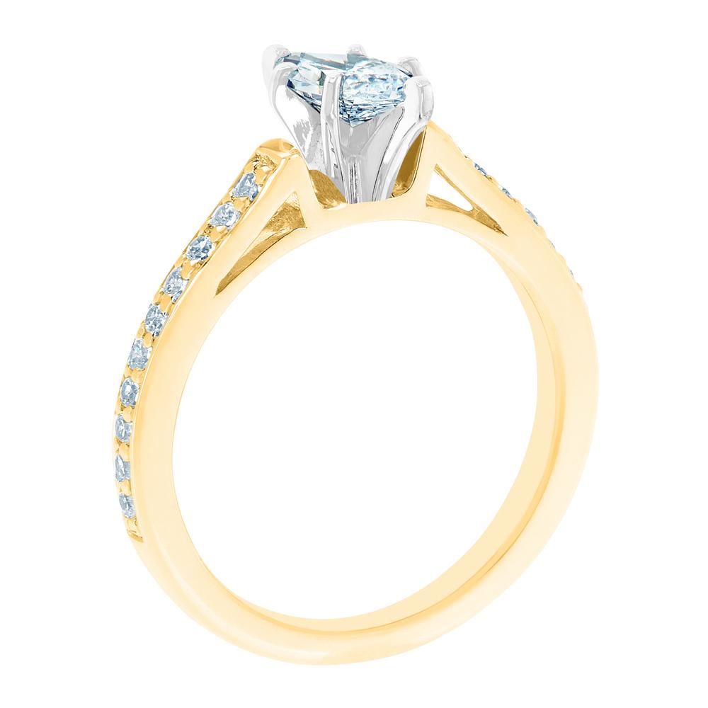 New York City Diamond District 14K Two Tone Cathedral Marquise Certified Diamond Engagement Ring