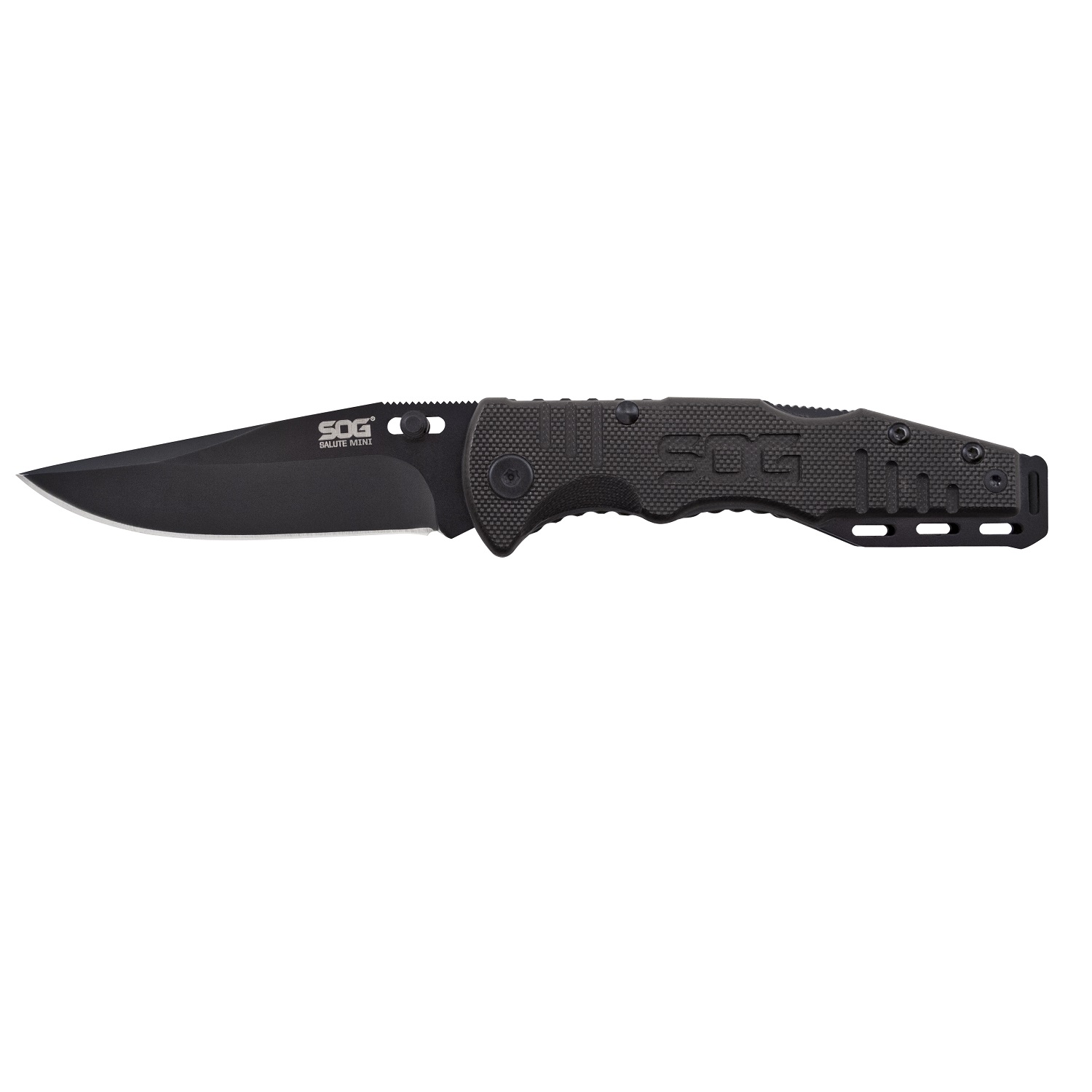 SOG Salute Mini- Black Oxide G10 Folding Knife 3.1in Blade