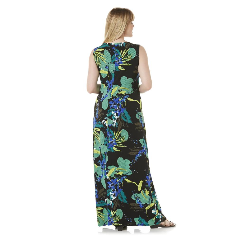 Jaclyn Smith Women's Plus Sleeveless Maxi Dress - Tropical Floral