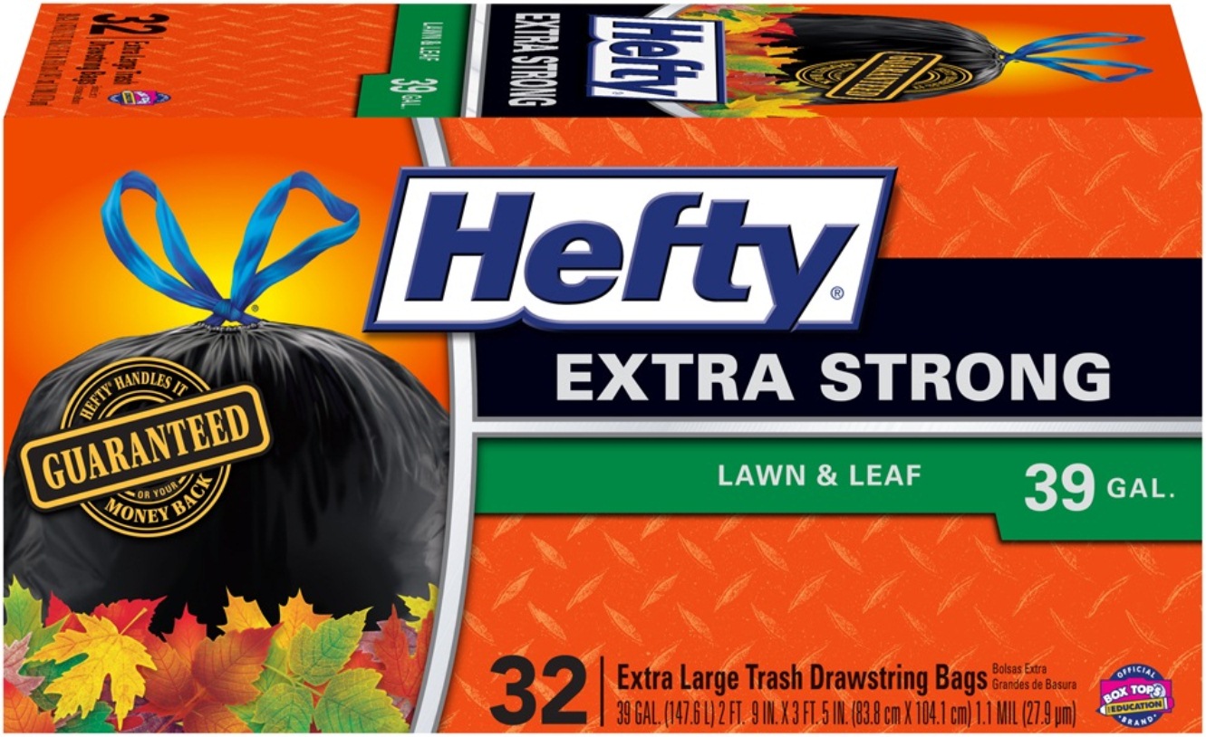 Hefty Lawn & Leaf Cinch Bag, 39 Gal, 32 ct