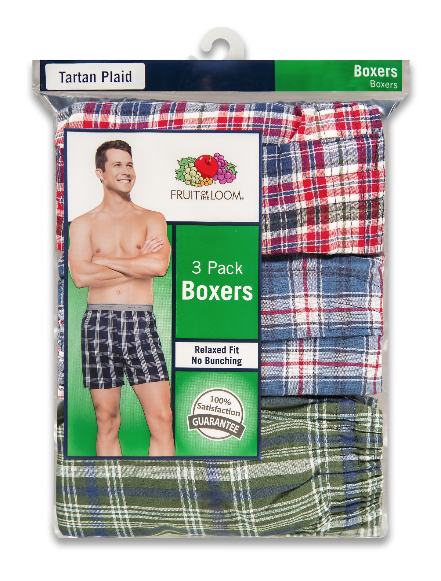 Fruit of the Loom Men's 3-Pack Boxer Shorts - Plaid