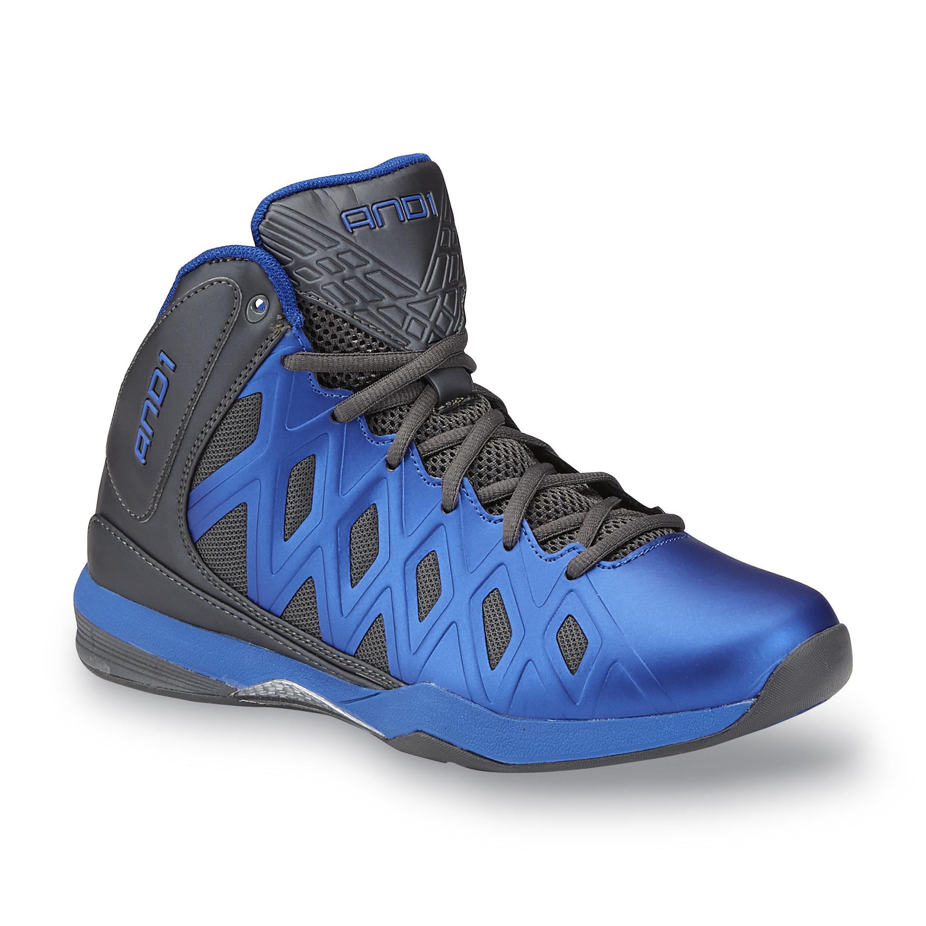 AND1 Men's Unbreakable Black/Blue High-Top Basketball Shoe