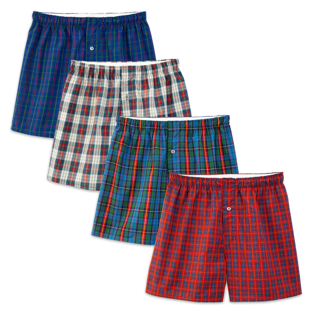 Fruit of the Loom Men&#8217;s 4 Pack Premium Cotton Woven Boxers - Assorted Colors