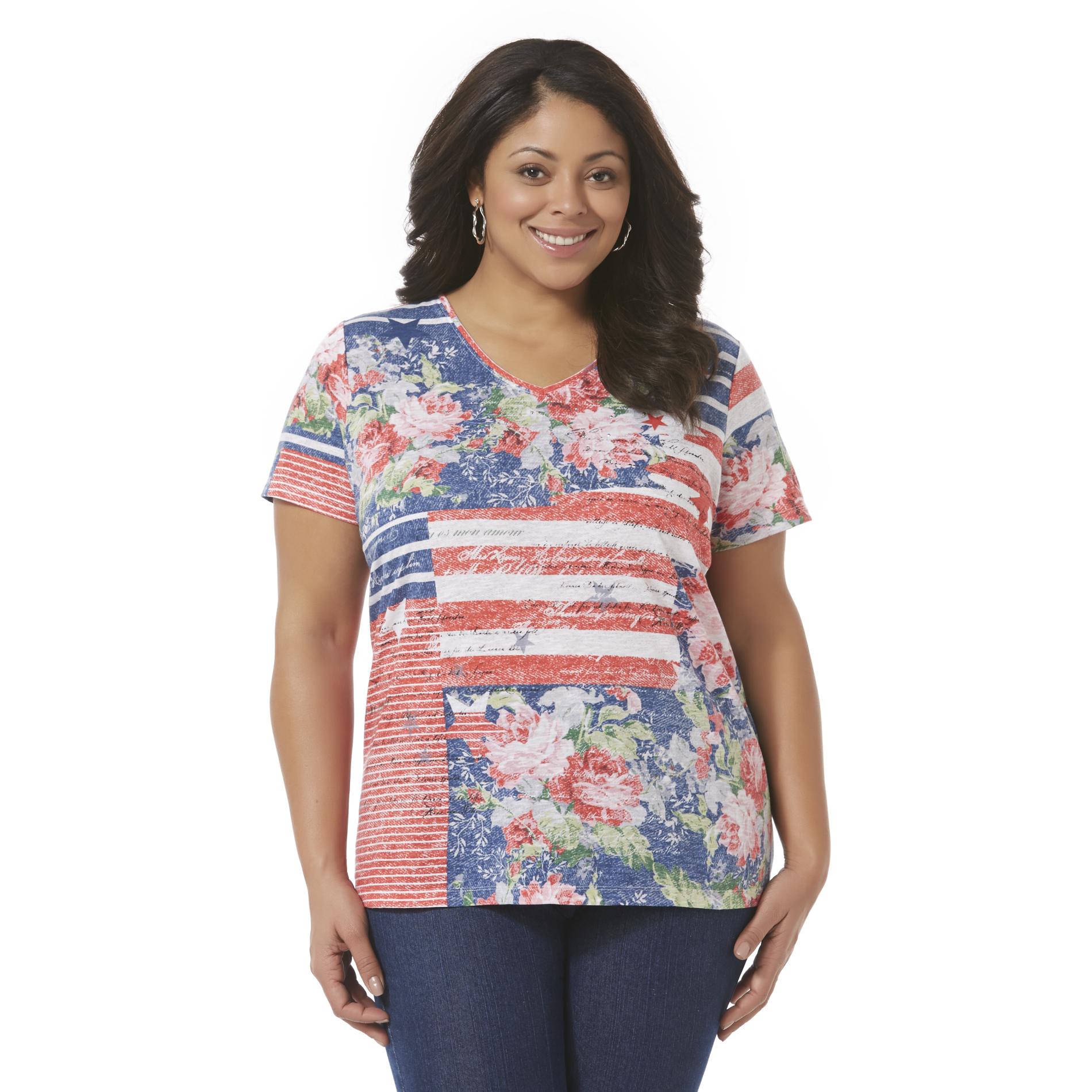Holiday Editions Women's Plus T-Shirt - American Flag