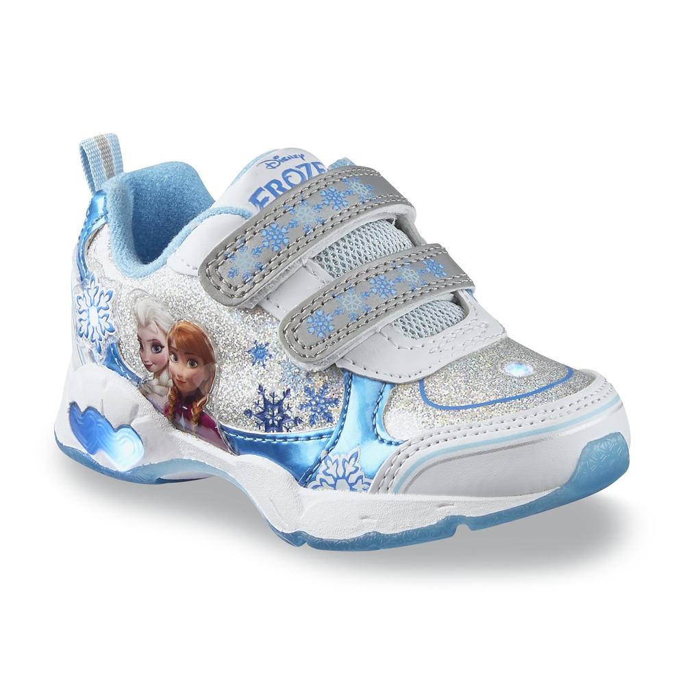 Disney Toddler Girl's Frozen White/Blue Light-Up Sneaker