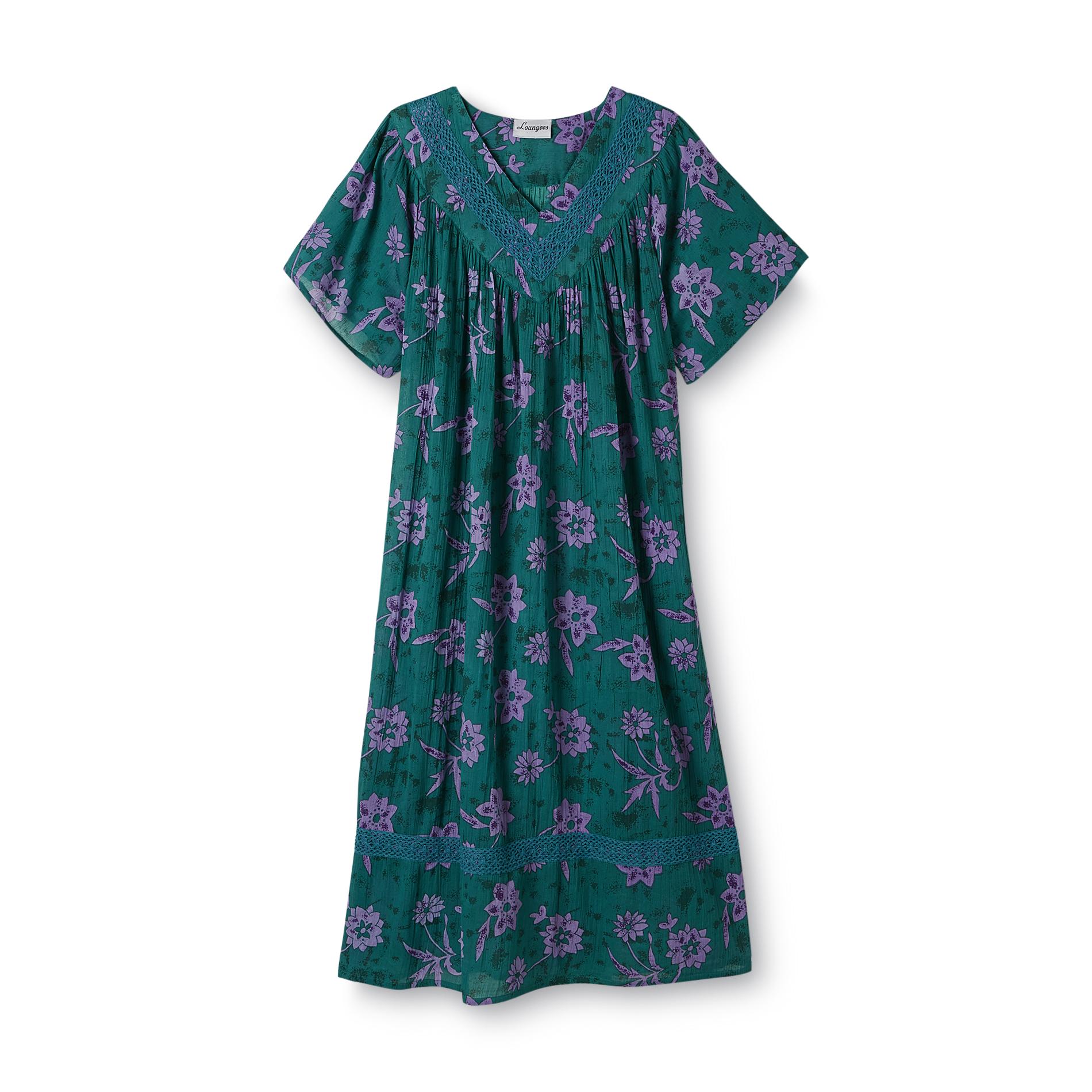 Loungees Women's Crepon Lounge Dress - Floral