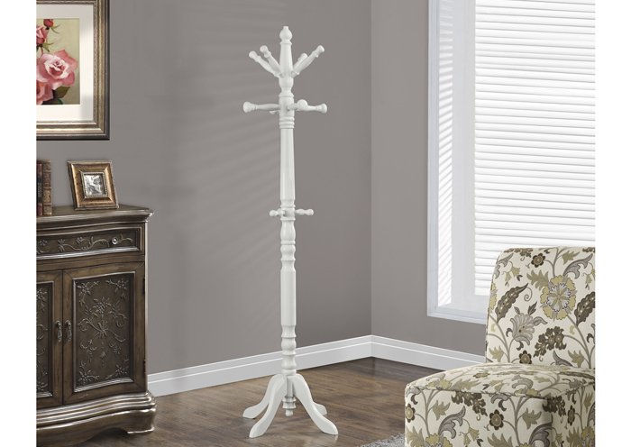 Monarch Specialties COAT RACK - 73"H / ANTIQUE WHITE WOOD TRADITIONAL STYLE