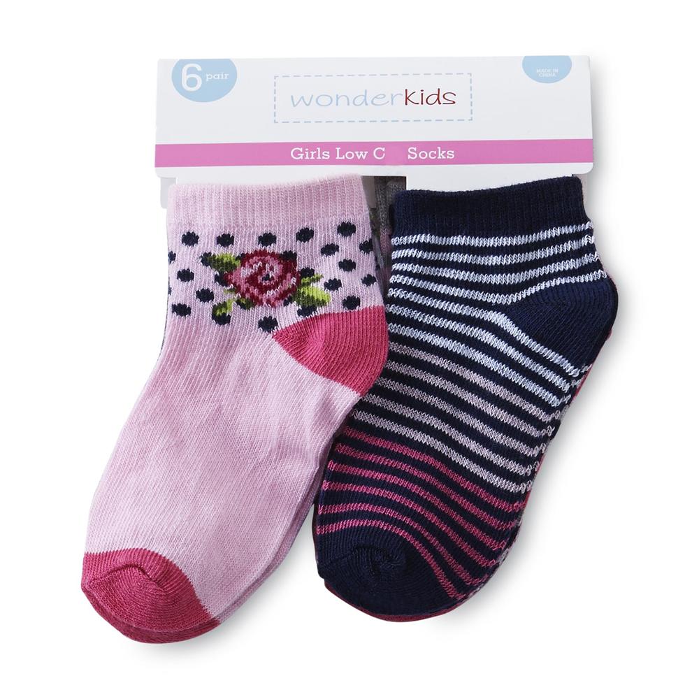 WonderKids Toddler Girl's 6-Pairs Ankle Socks - Assorted Patterns