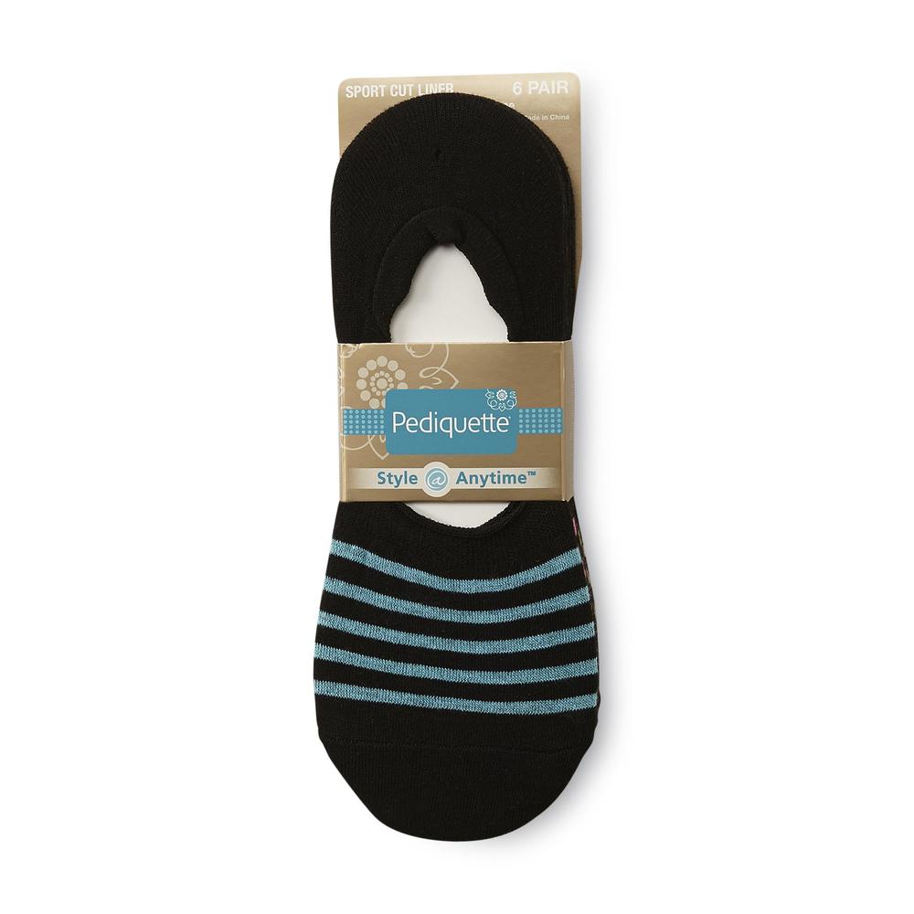 Pediquette Women's 6-Pairs Sock Liners - Striped
