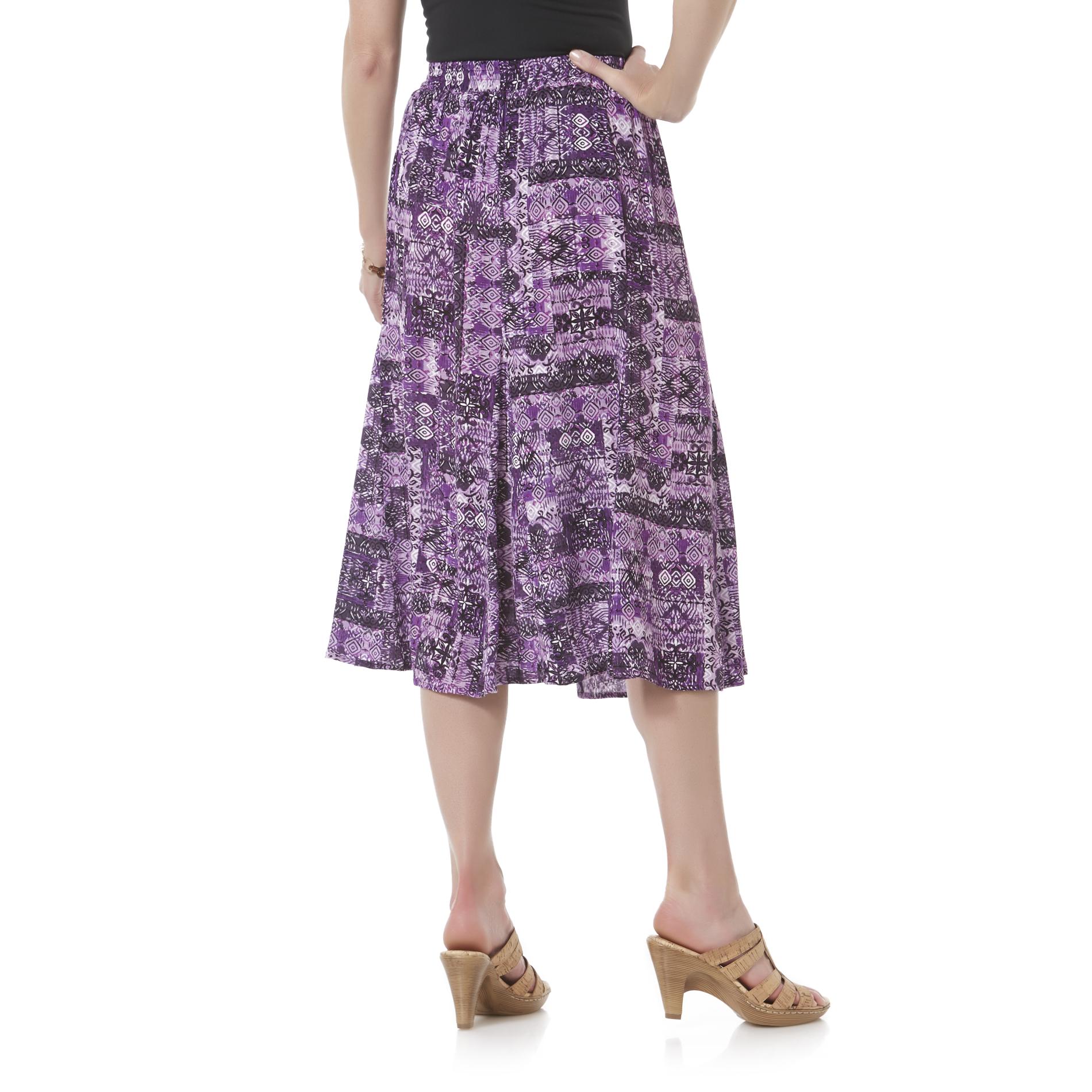 Laura Scott Women's Pleated Skirt - Geometric Print