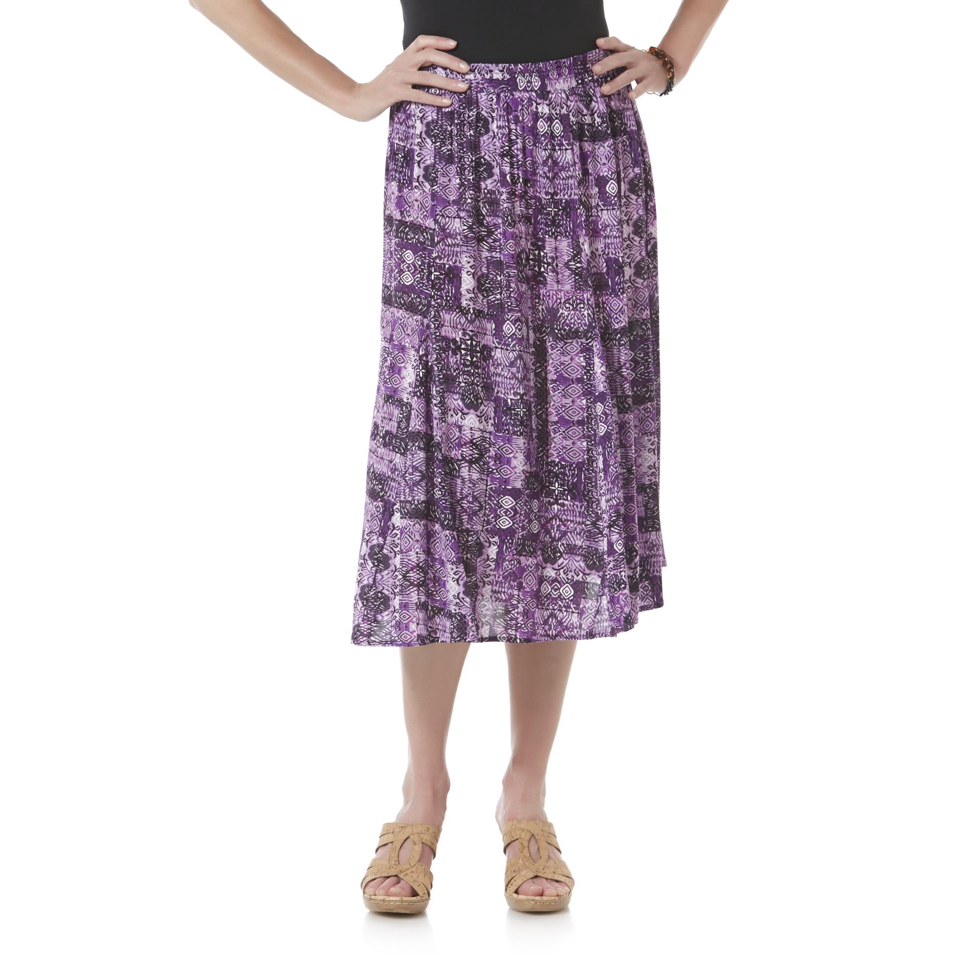 Laura Scott Women's Pleated Skirt - Geometric Print