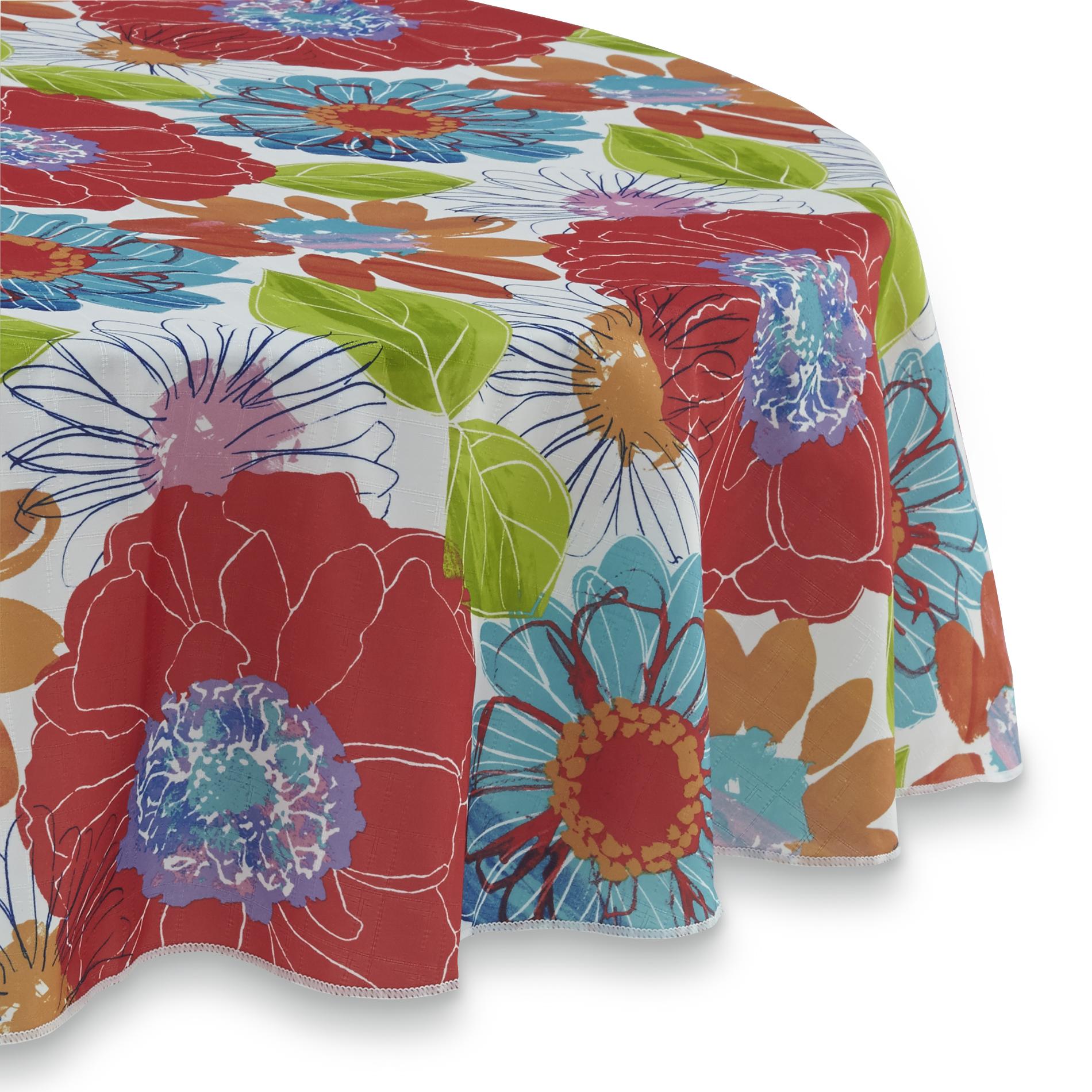 Essential Home Summer Floral Round Tablecloth