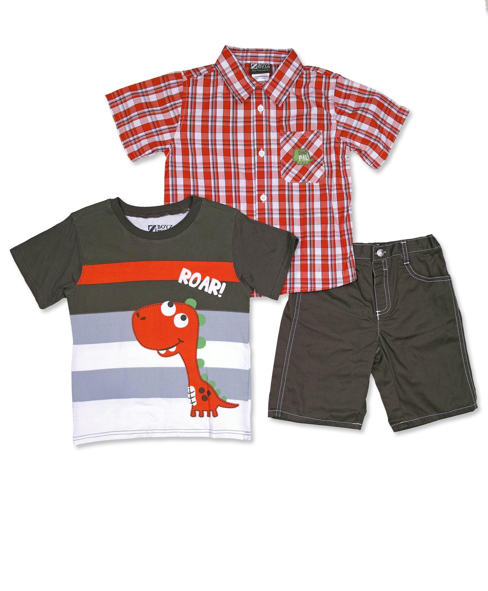 Little Rebels Infant & Toddler Boy's Shirt  T-Shirt & Denim Shorts - Dinosaur Roar
