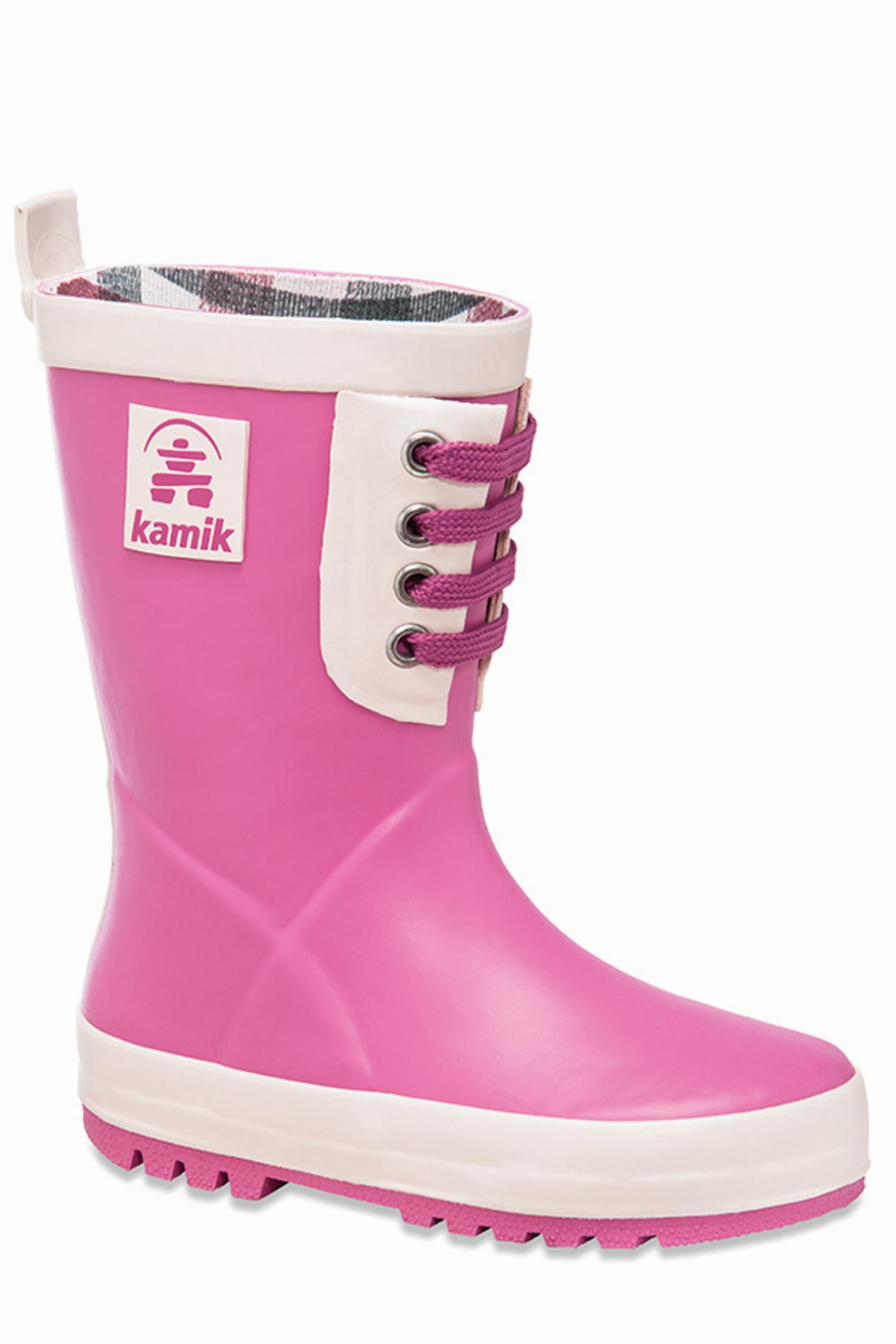 Kamik Toddler Girl's Rain Game Pink/White Rain Boot