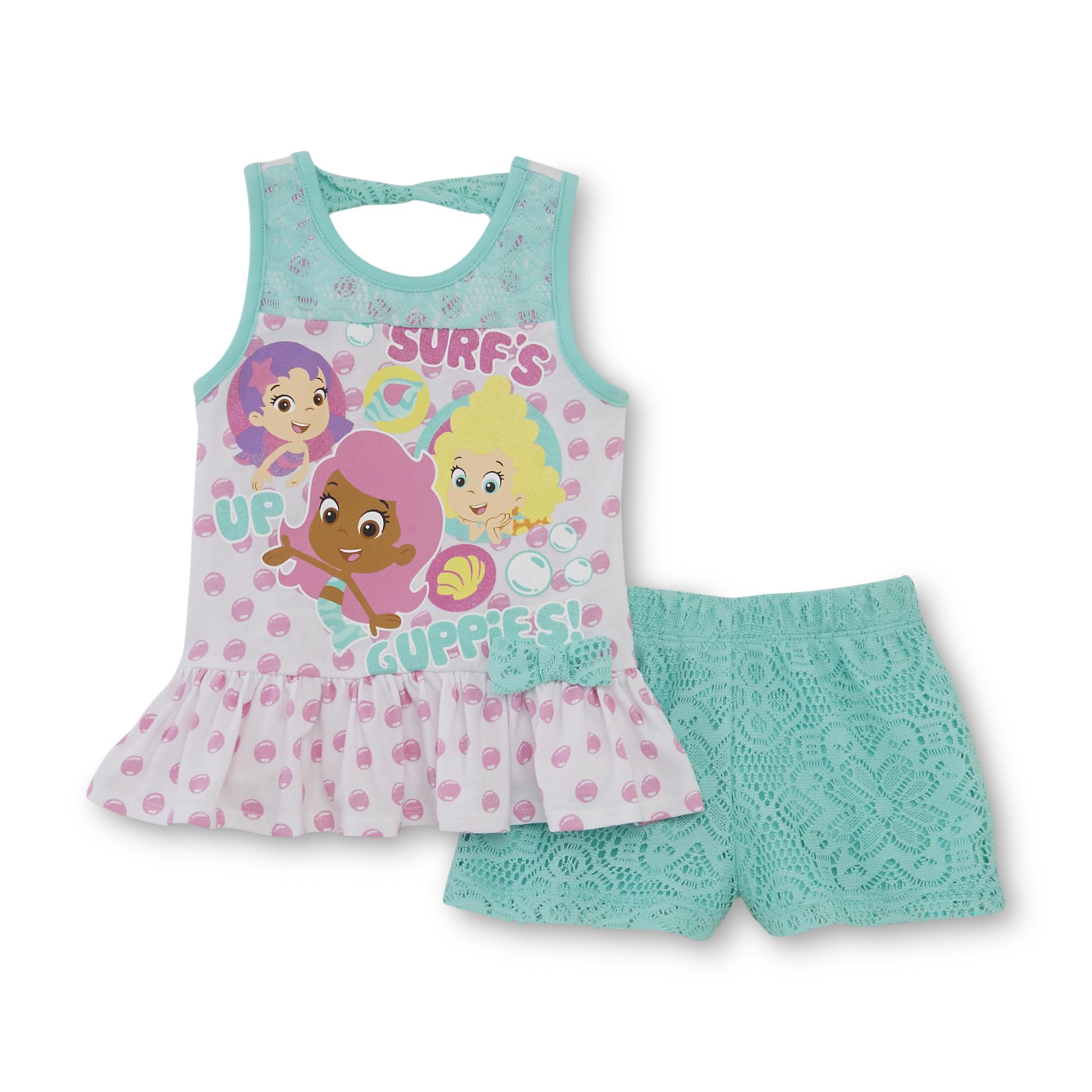 Nickelodeon Bubble Guppies Toddler Girl's Crochet Tunic Top & Shorts