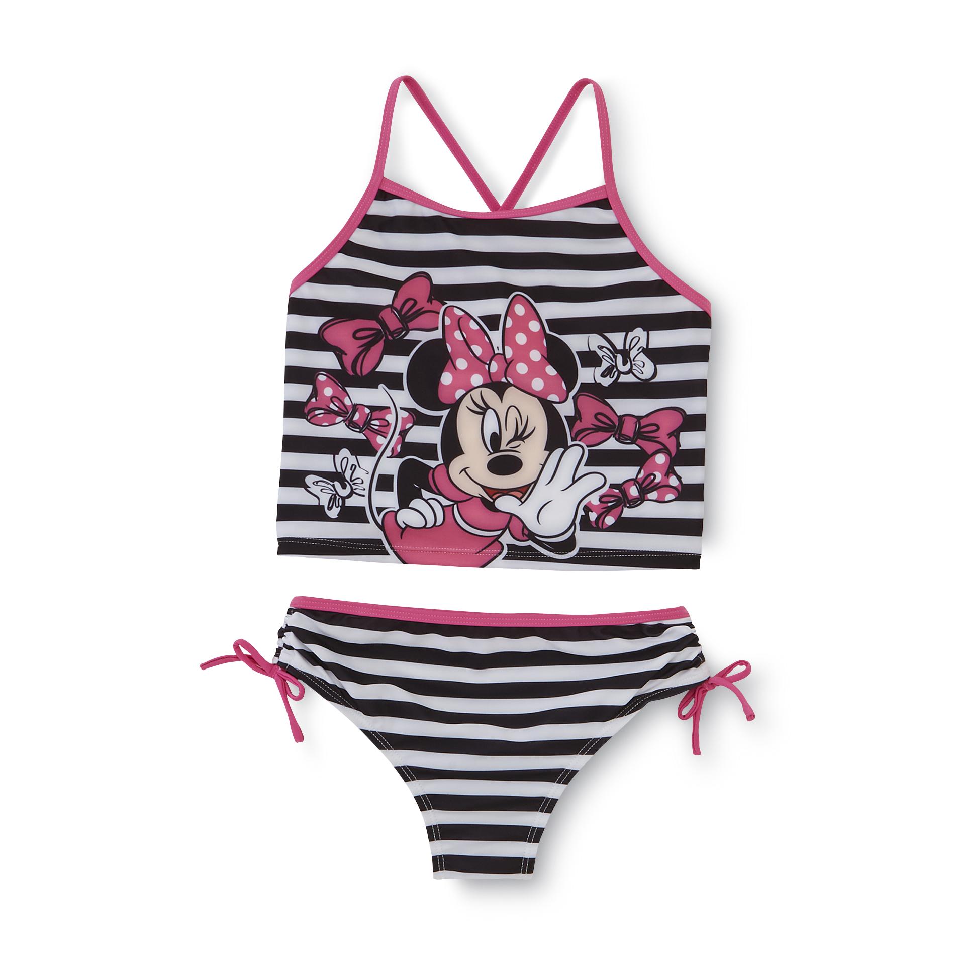 Disney Minnie Mouse Girl's Tankini Swimsuit - Striped