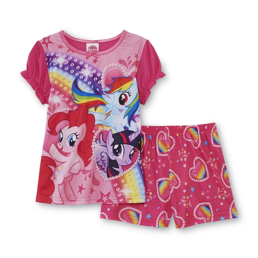 My Little Pony Girl's Pajama Top & Shorts - Hearts & Rainbows