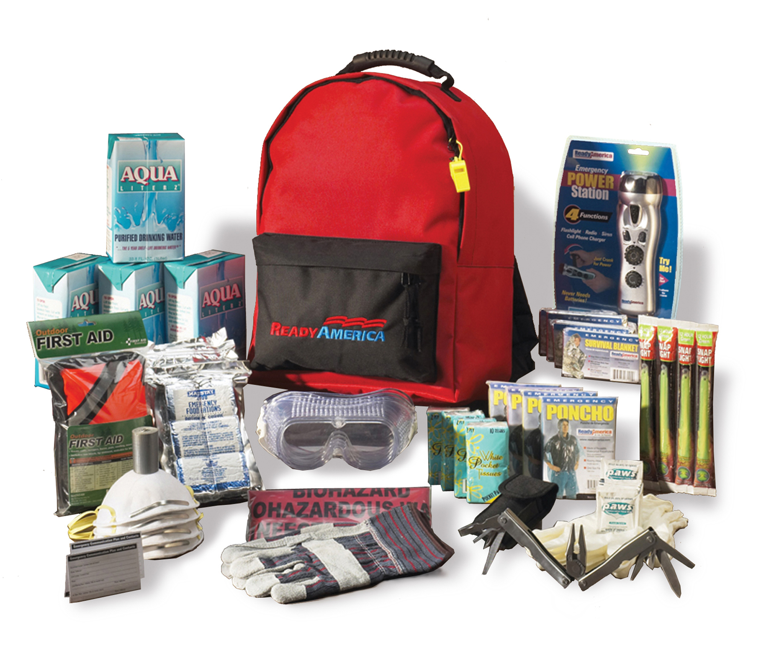 Ready America Grab 'N Go Deluxe 3-Day, 4 Person Emergency Kit with Backpack