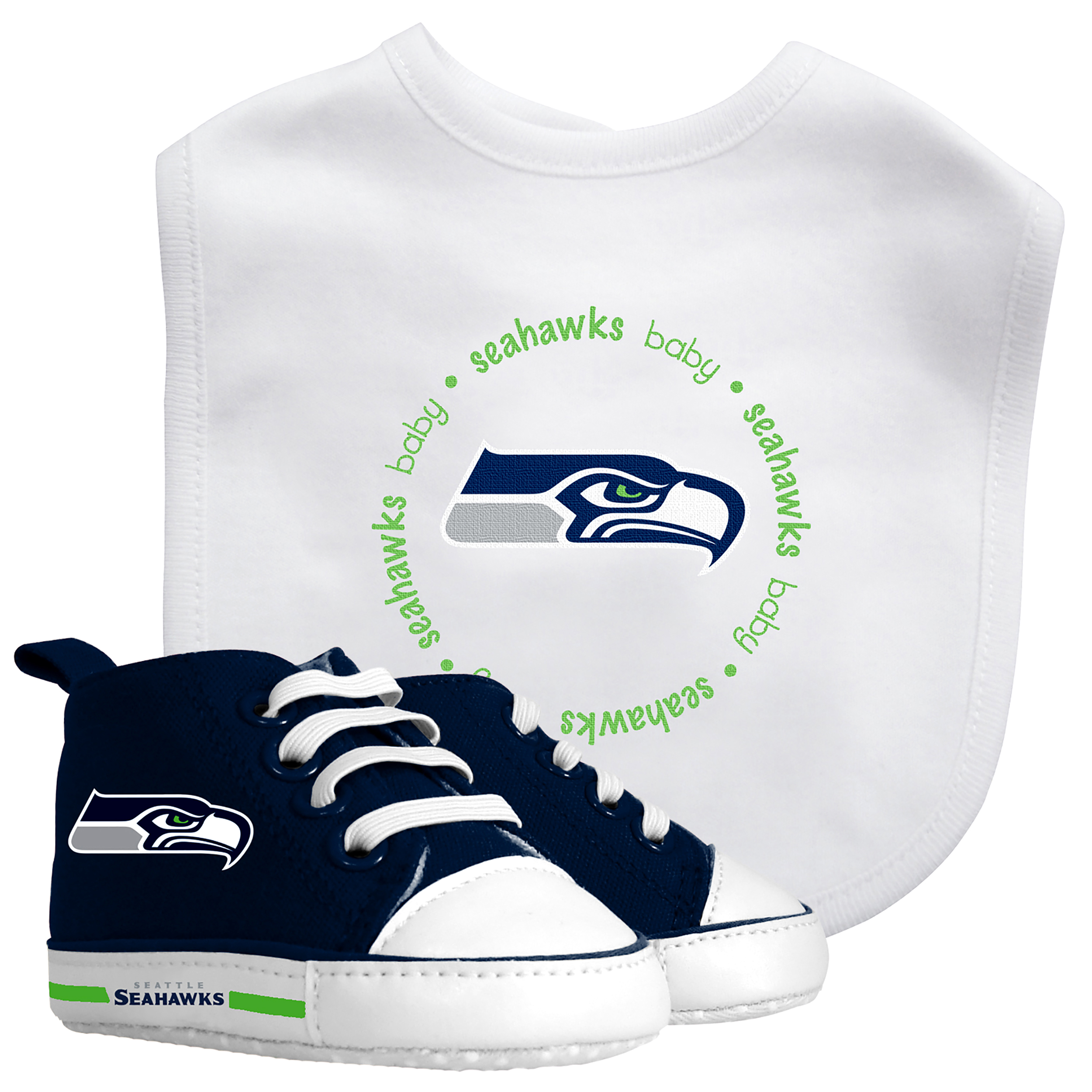 Baby Fanatic NFL Seattle Seahawks Velcro Bib and High-Top Pre-Walker Gift Set