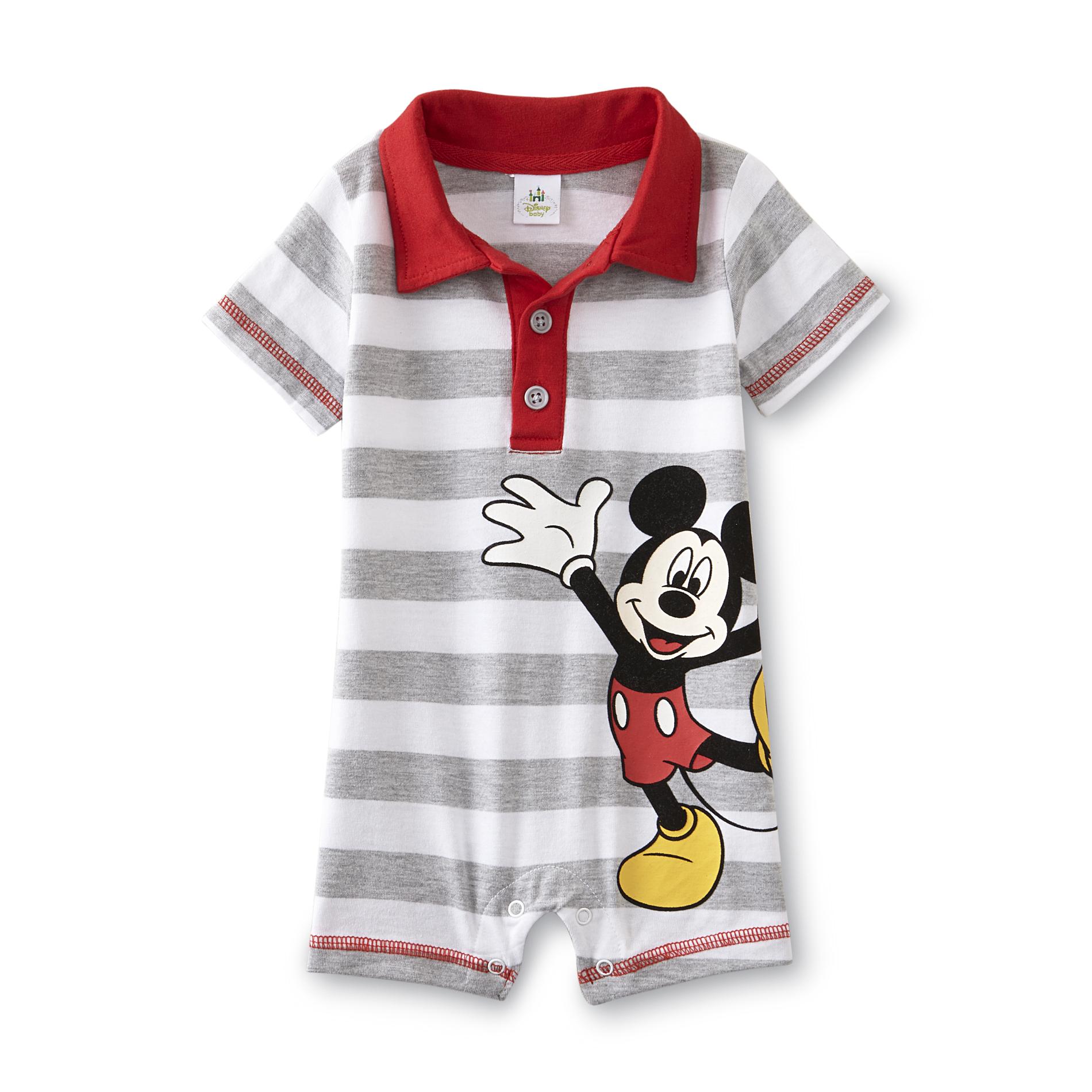 Disney Mickey Mouse Newborn Boy's Polo Romper - Striped