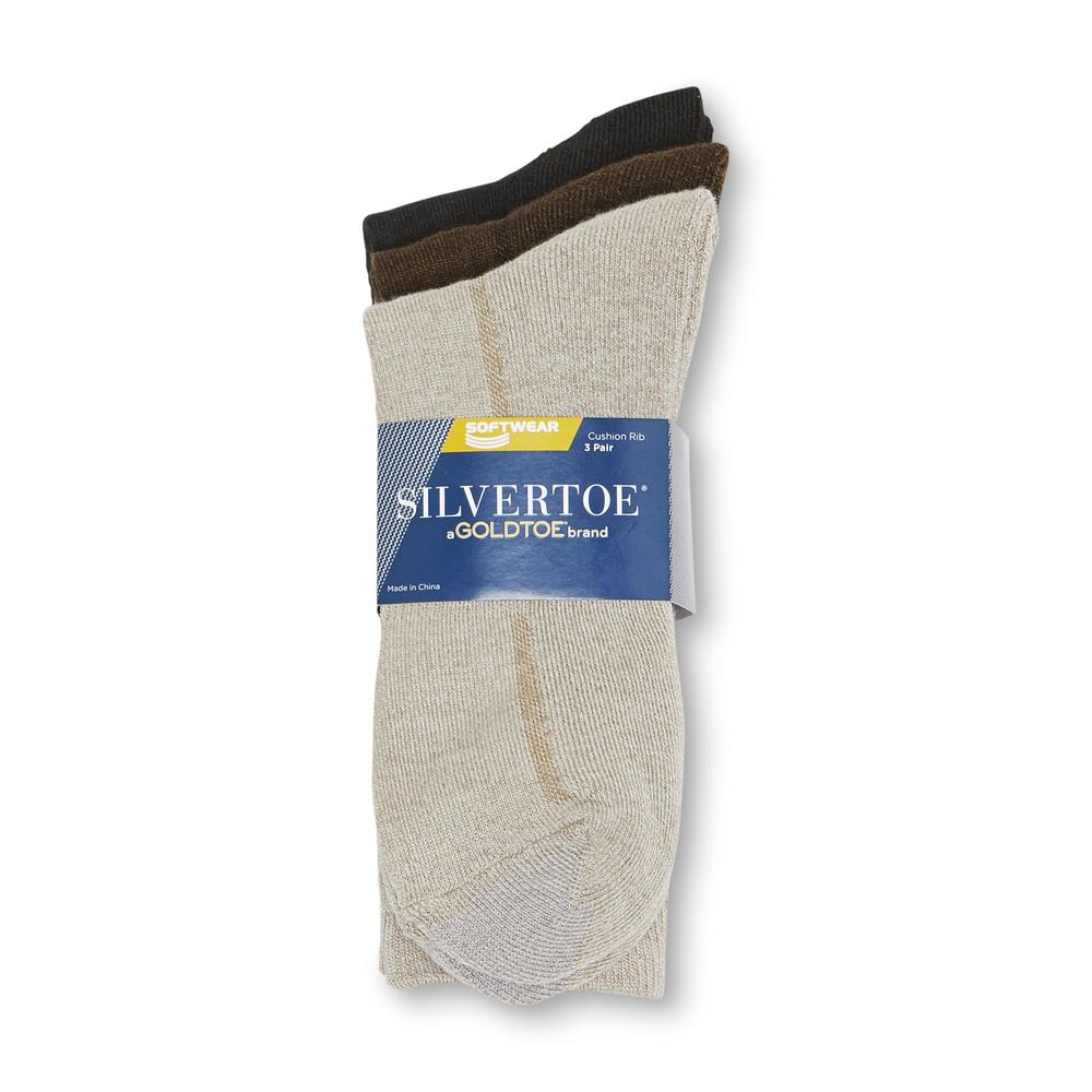 Silvertoe Men's 3-Pairs Softwear Cushioned Crew Socks