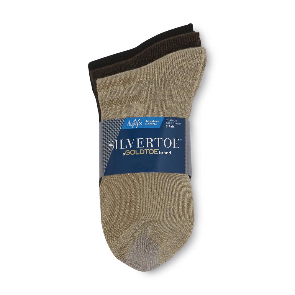 Silvertoe Men's 3-Pairs Cushioned Tall Quarter Socks
