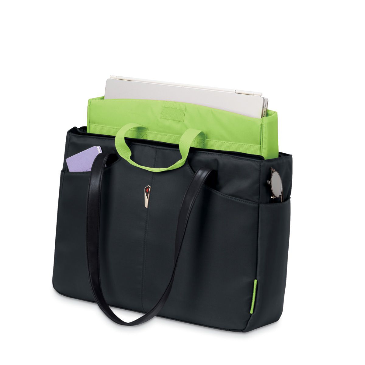 High Sierra Pix Tote with Removable Laptop Sleeve - Black exterior
