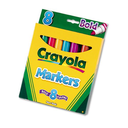 Crayola CYO587732 Non-Washable Markers  Broad Point  Bold Colors  8/Set