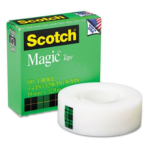 Scotch MMM810341296 Magic Office Tape, 3/4" x 36 Yards, 1" Core, Clear