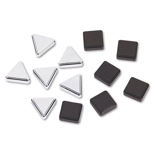 Quartet QRT1250 Silver Triangle & Black Square Magnets, 6 Each/Pk