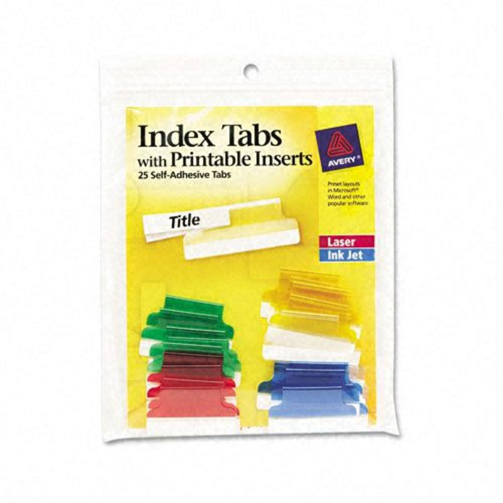 Avery AVE16219 Self-Adhesive Plastic Tabs with Printable Inserts