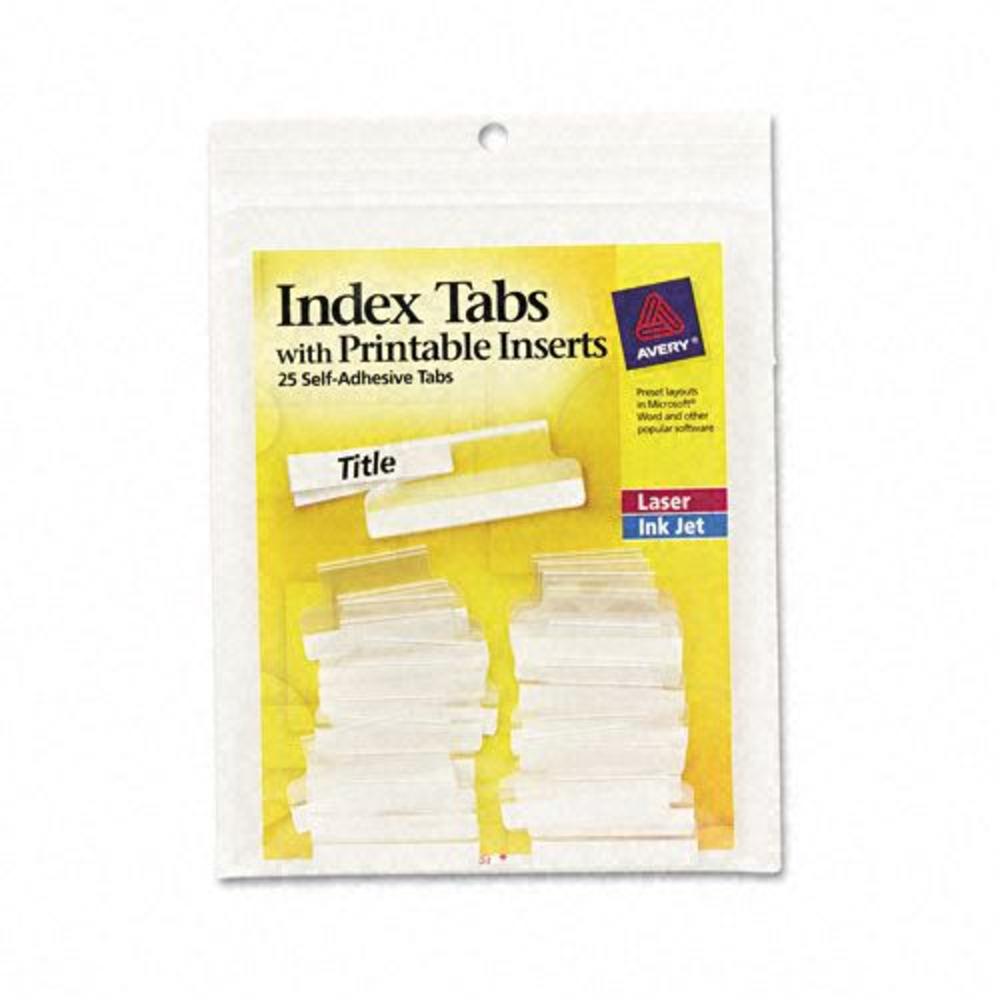 Avery AVE16221 Self-Adhesive Plastic Tabs with Printable Inserts