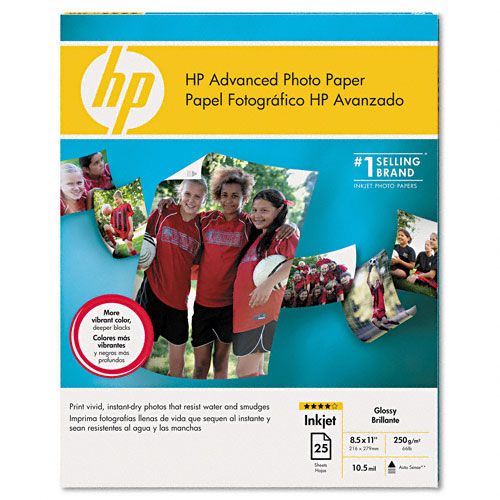 HP HEWQ7852A Glossy Advanced Photo Paper, 8.5x11, 25 Sheets/PK