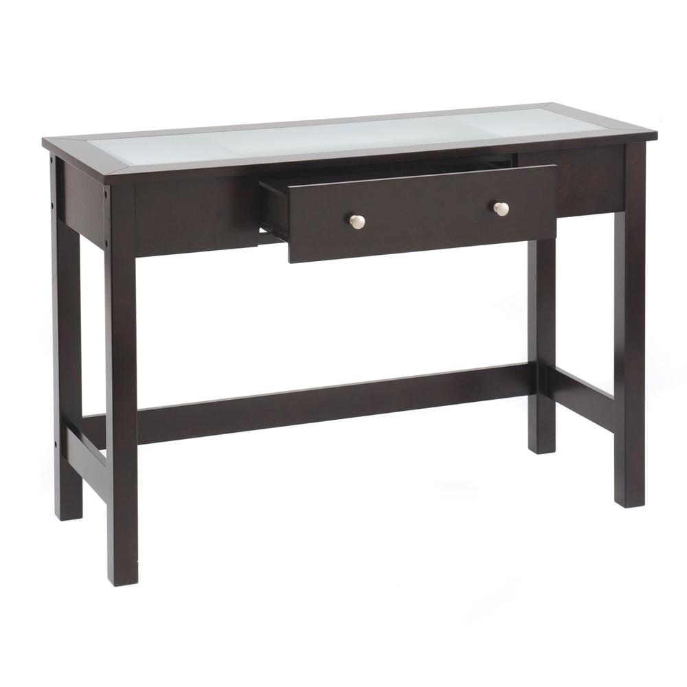 Bay Shore Collection Sofa/Console Table with Glass Insert Top and Drawer - Espresso
