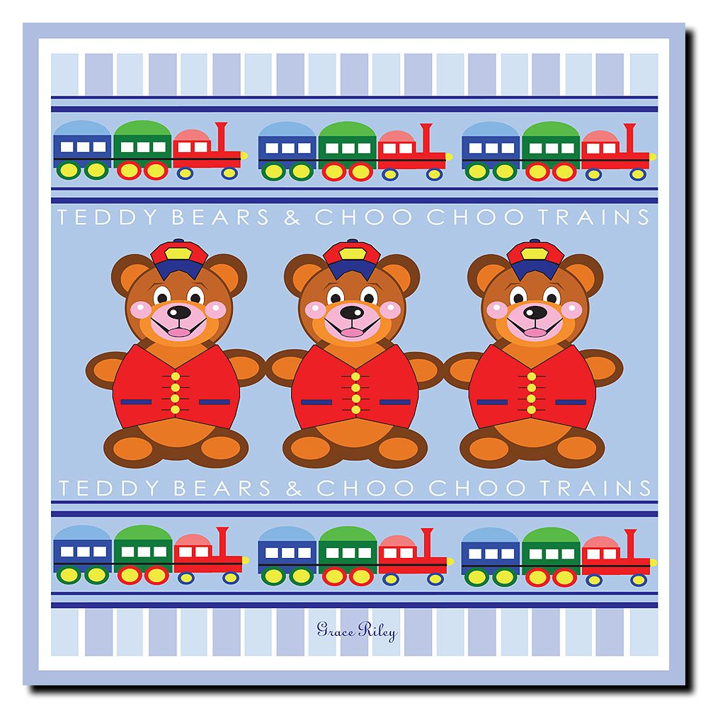 Trademark Global Grace Riley 'Teddy Bears & Choo Choo Trains' Canvas Art