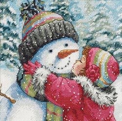 Dimensions Gold Collection Petite A Kiss For Snowman Counted Cross Stit-6"X6"