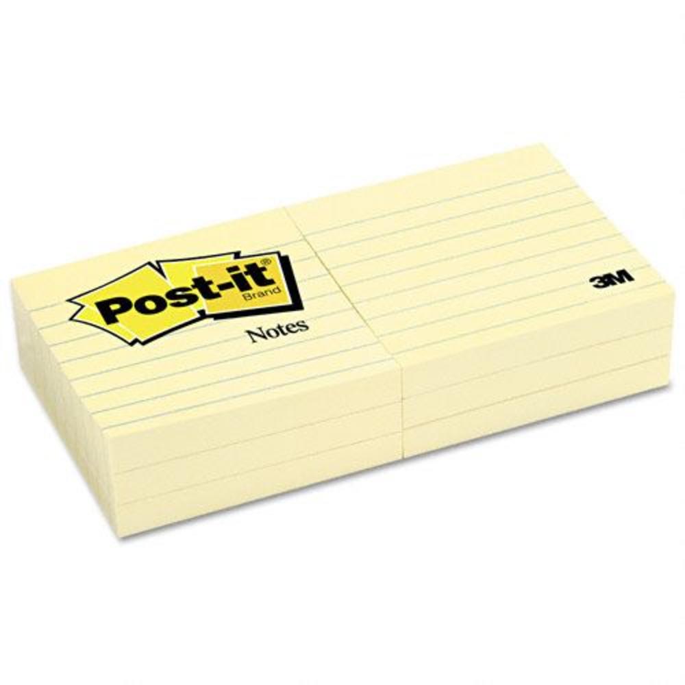 Post-it Notes MMM6306PK Original Pads in Canary Yellow  3 x 3  Lined  100/Pad  6 Pads/Pack