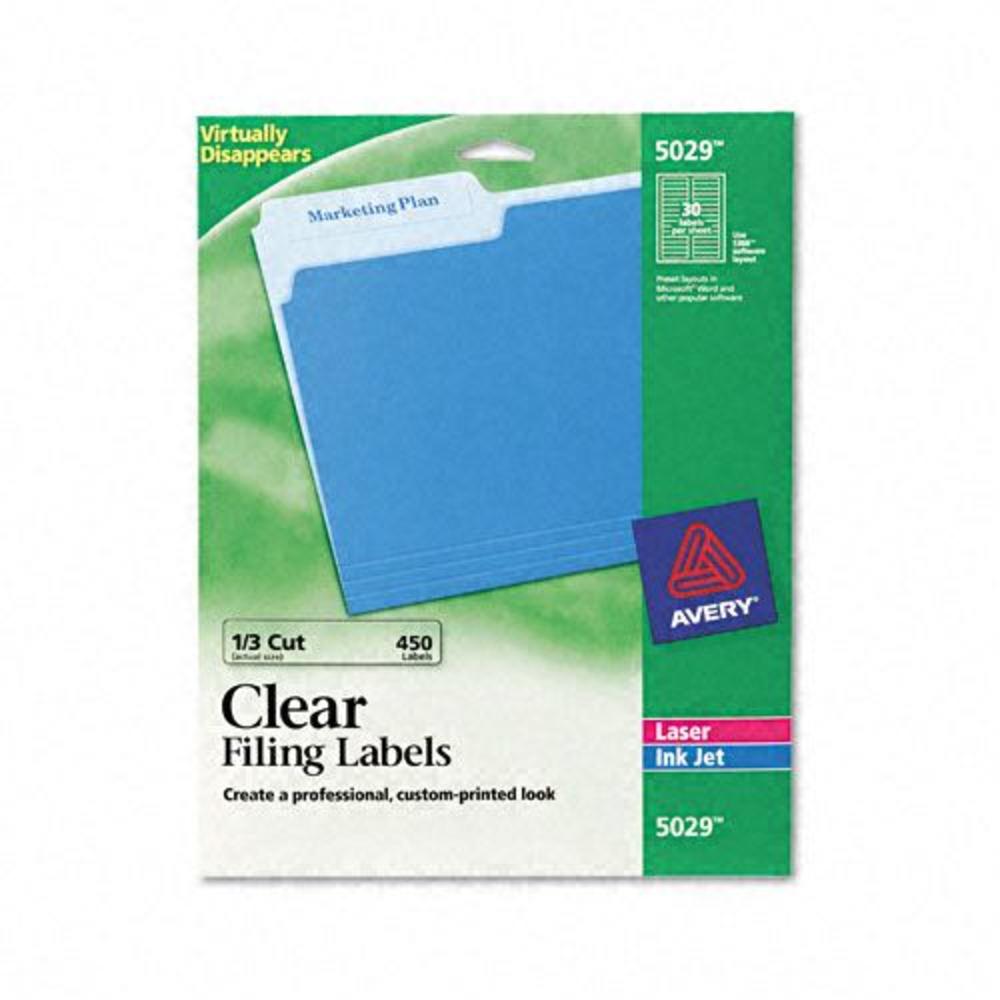 Avery AVE5029 Clear Filing Labels, 3-7/16 x 2/3