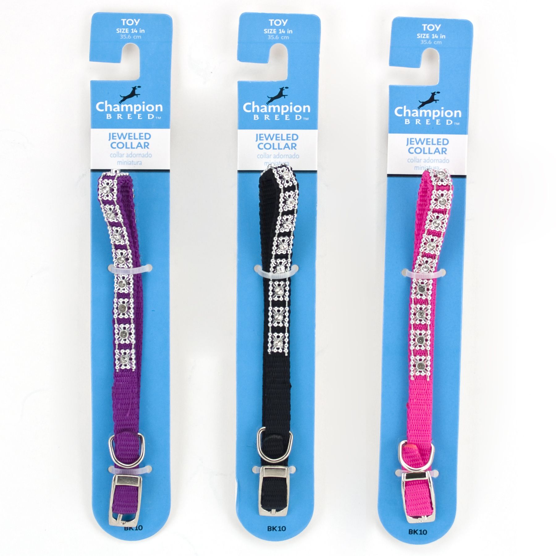 Champion Breed TOY SIZED DOG COLLAR WITH JEWELS, PINK, PURPLE OR BLACK, 3/8 X 14 assorted, Size: XS Champion Breed TOY SIZED DOG COLLAR WITH JEWELS, PINK, PURPLE OR BLACK, 3/8 X 14 assorted, Size: XS
