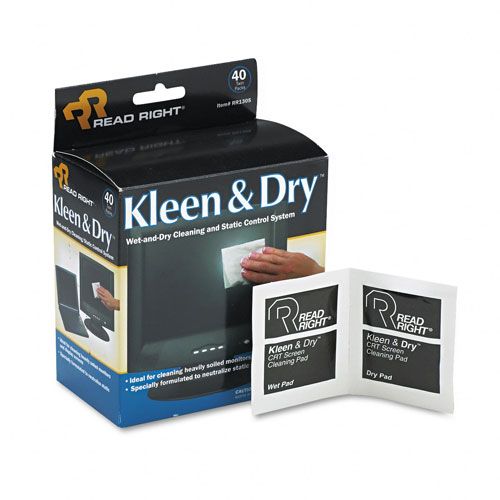 Read Right REARR1305 Kleen & Dry Wet/Dry Wipes
