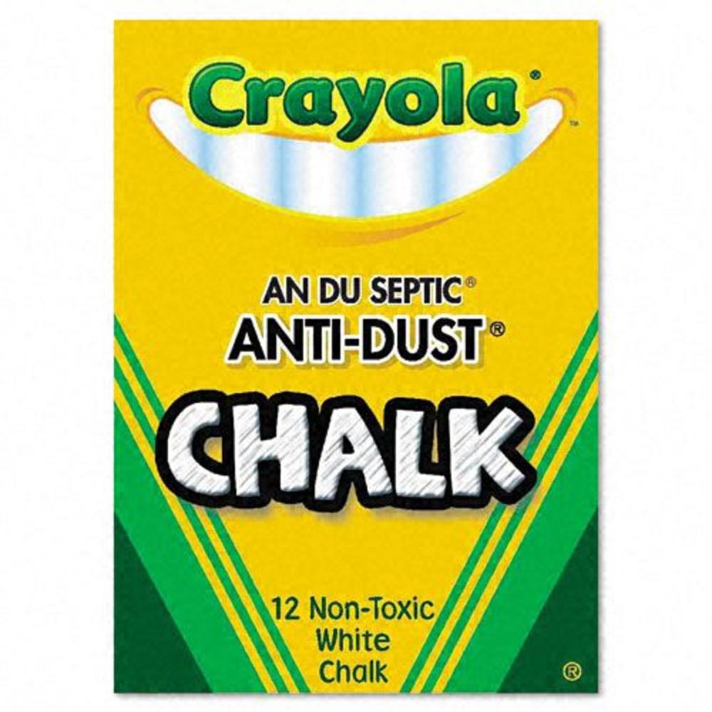 Crayola Nontoxic Anti-Dust Chalk, White, 12 Sticks per Box