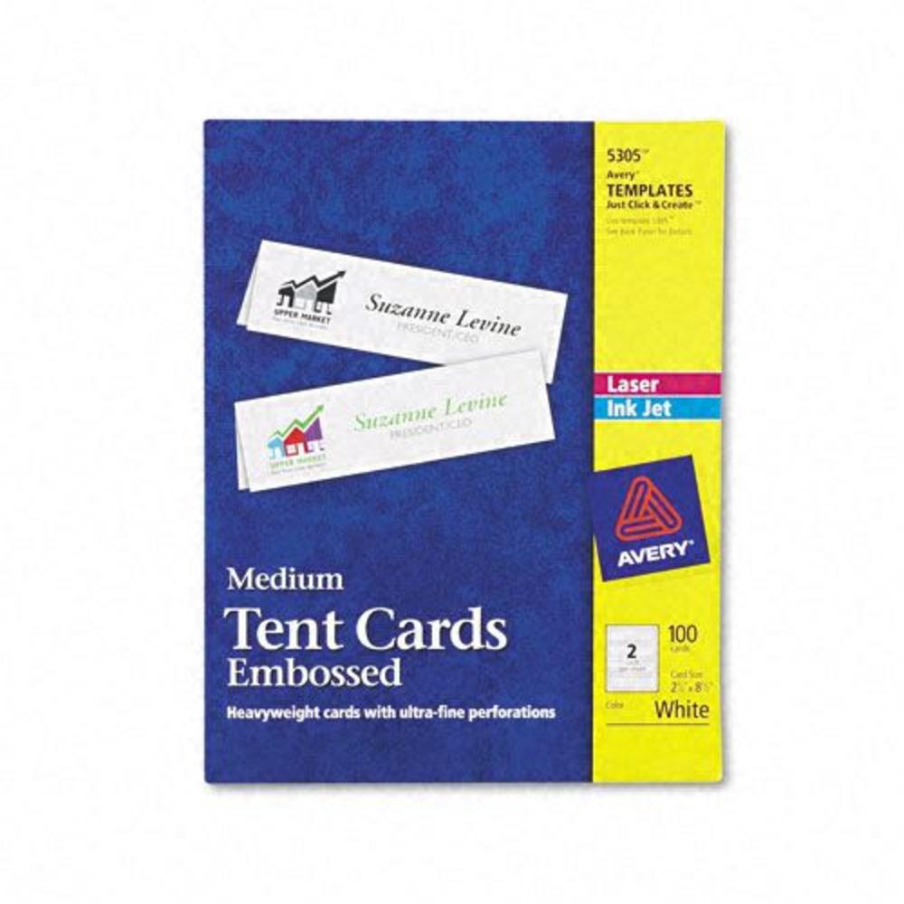 Avery AVE5305 Tent Cards, 2-1/2 x 8-1/2, 2/Sheet, 100/Box