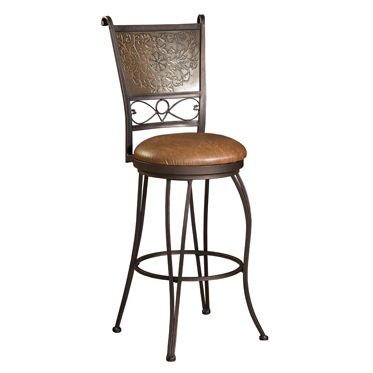 L Powell Bronze with Muted Copper Stamped Back Bar Stool, 30