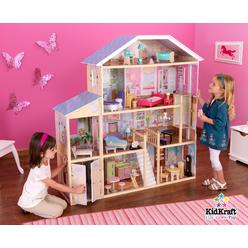 KidKraft Majestic Mansion Classic Dollhouse 8 Rooms & 4 Levels w/ 34pc Accessory
